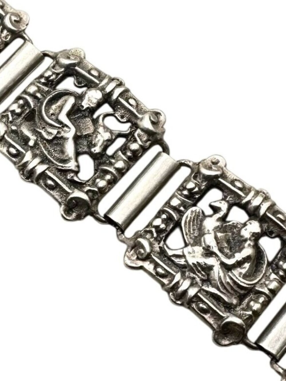 Antique Danish 830 Silver Bracelet Hallmark Panel 7 Inch Bracelet 51 Grams